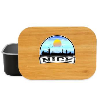 Nice France Skyline Vintage Sunset Travel Souvenir - Lunch Box - black - Front