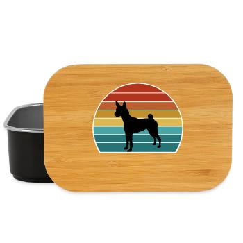 Basenji Hund Silhouette Vintage Sonnenuntergang für Hundeliebe - Lunch Box - Schwarz - Vorne