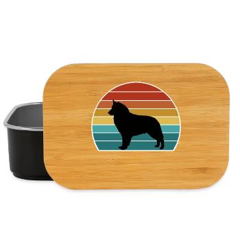 Chien de berger bohème Silhouette Vintage Sunset fo - Boîte à goûter - noir - Devant