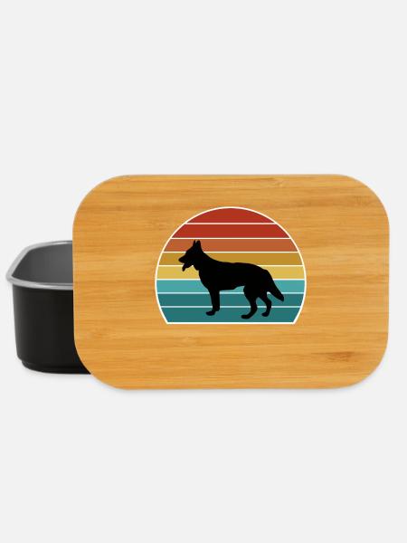 Berger Blanc Suisse Dog Silhouette Vintage Coucher de soleil - Boîte à goûter - noir