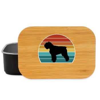 Bouvier Des Flandres Dog Silhouette Vintage Sunset - Lunch Box - black - Front