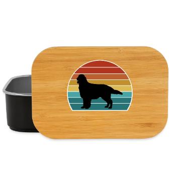 Flat-Coated Retriever Dog Silhouette Vintage Sunse - Lunch Box - black - Front