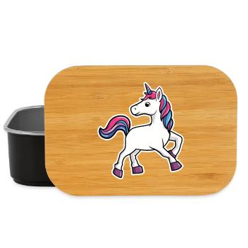Unicorn Cartoon Illustration Kawaii pour les enfants - Boîte à goûter - noir - Devant