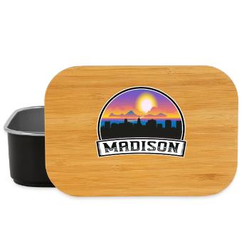 Madison Wisconsin USA Skyline Vintage Sonnenuntergang Trave - Lunch Box - Schwarz - Vorne