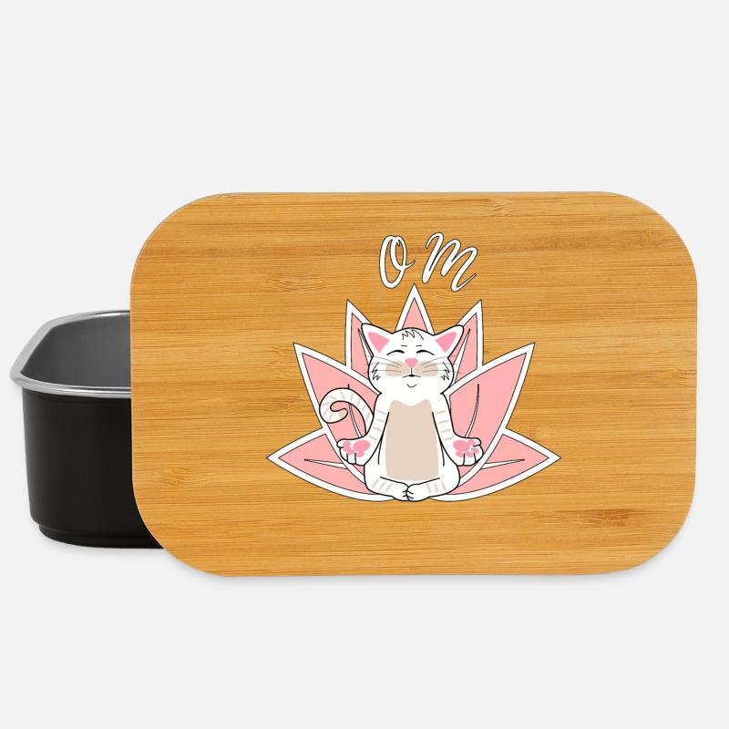 Yoga Katze Meditation Weiße Katze Kater Geschenk - Lunch Box - Schwarz