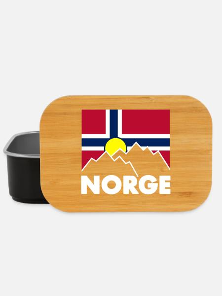 Norwegen Fahne mit Bergen - Lunch Box - Schwarz