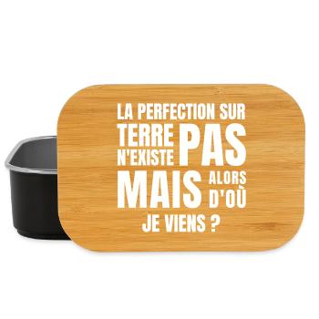 perfection, homme humour, femme humour - Boîte à goûter - noir - Devant