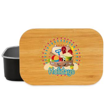 full of suitcases packed for the beach holiday - Lunch Box - black - Front