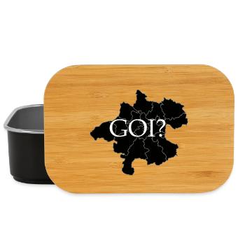 „GOI?" - Oberösterreich Dialektshirt - Lunch Box - Schwarz - Vorne
