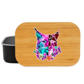 Lynx Cat Summer Colors - Lunch Box - black - Front