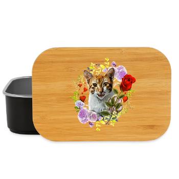 Chat riant avec rose pour l’amour - Boîte à goûter - noir - Devant
