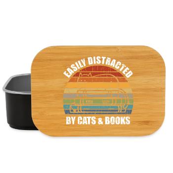 Facilement distrait par les livres de chats - Katze Bücherwurm - Boîte à goûter - noir - Devant
