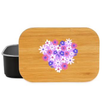 Herz aus Blumen - Lunch Box - Schwarz - Vorne