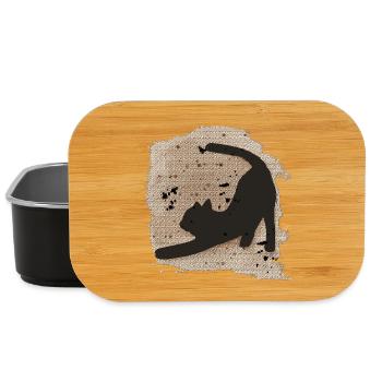 Sitzende katze HG, dunkel, silhouetten, coole Tees - Lunch Box - Schwarz - Vorne