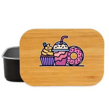 Cupcake Delicious Sweets Snack Baking Donut - Lunch Box - black - Front
