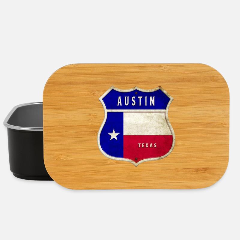 Austin Texas Wappen Flaggen Design - Lunch Box - Schwarz