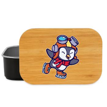 Kalt Cool Süß Vogel Pinguin Tier Eislaufen Eis - Lunch Box - Schwarz - Vorne