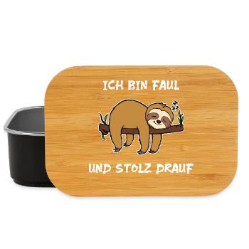 Faultier Faul Tier Urwald Statement Schlafen Zoo - Lunch Box - Schwarz - Vorne