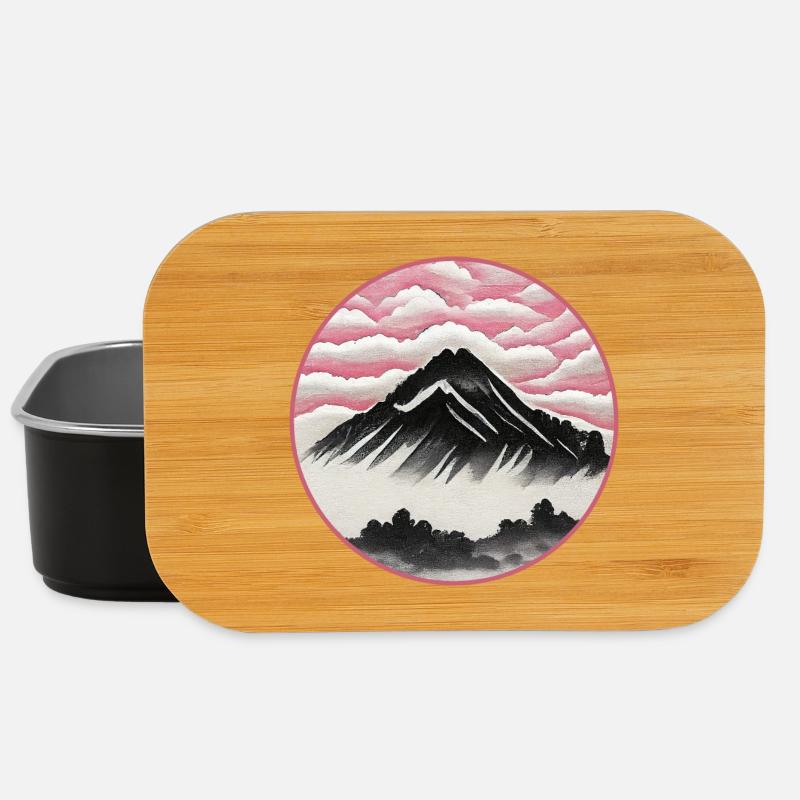 Japanese Landscape | Mountain, sky and forest - Lunch Box - black