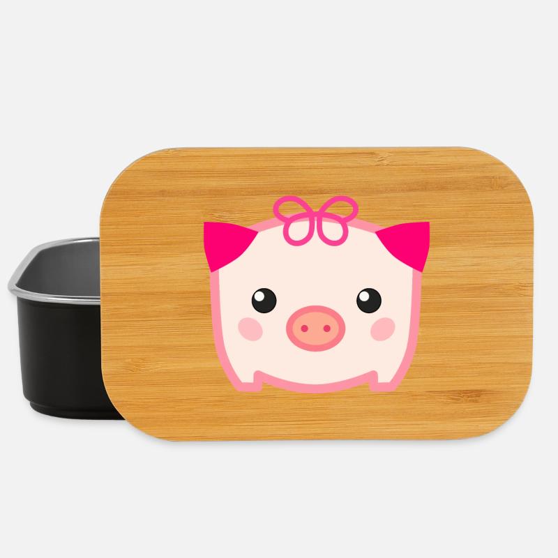 Cochon mignon Kawaii - Boîte à goûter - noir