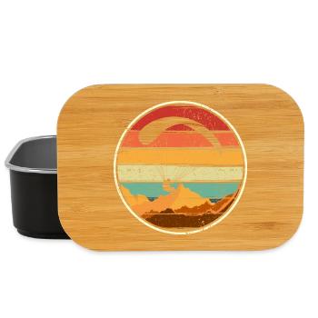 Cercle d’insigne de surfeur au coucher du soleil - Boîte à goûter - noir - Devant