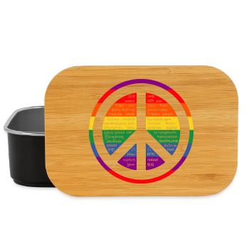 Rainbow sign of peace. Room in many languages. - Lunch Box - black - Front