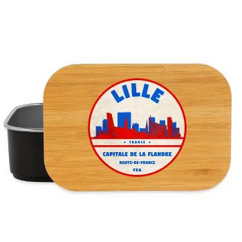 Lille Skyline Retro Abzeichen - Lunch Box - Schwarz - Vorne
