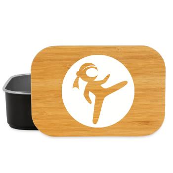 Ninja Martial Arts Symbol Fighter Logo icon Cartoon - Lunch Box - black - Front