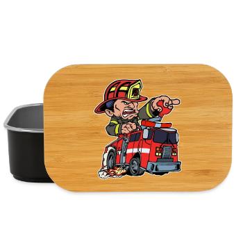 Feuerwehr Feuerwehrmann Lebensretter Feuerwehrauto - Lunch Box - Schwarz - Vorne