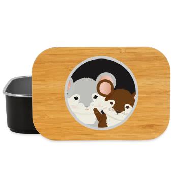 two cute mice together in the mouse hole - Lunch Box - black - Front