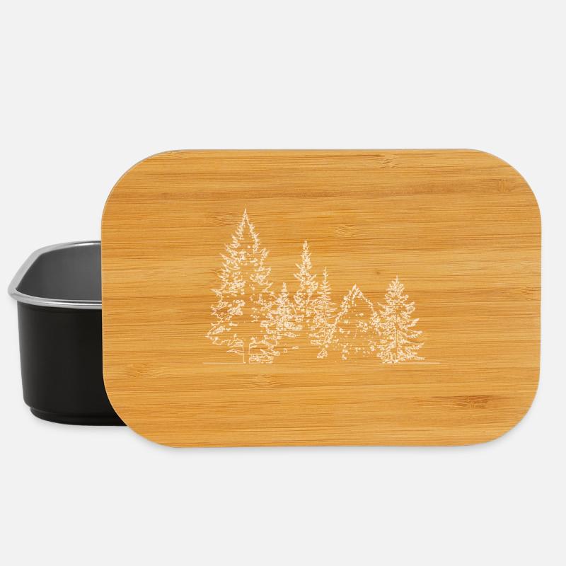 Winter Forest Silhouette Print - Lunch Box - black