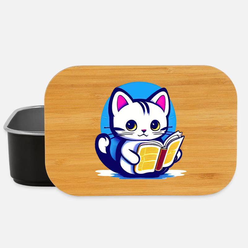 Le chat lit un livre - Boîte à goûter - noir