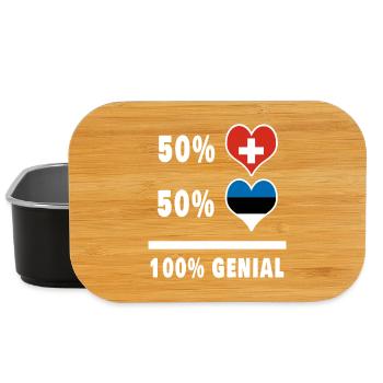 Estland und Schweiz 100% Genial Flagge - Lunch Box - Schwarz - Vorne