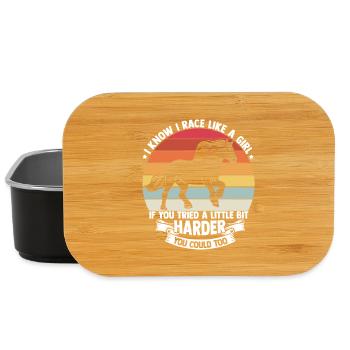 Ich weiß, ich renne wie ein Mädchen Pferde Design - Lunch Box - Schwarz - Vorne