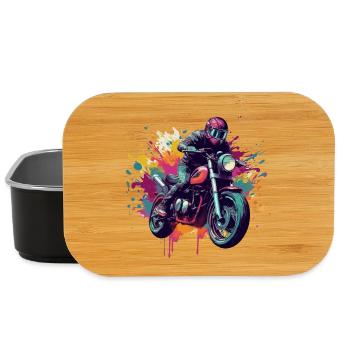 Moto avec tâche de couleur. - Boîte à goûter - noir - Devant