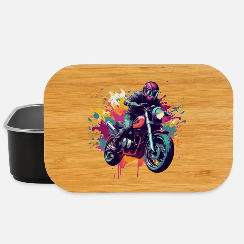 Motorrad mit Farbfleck. - Lunch Box - Schwarz