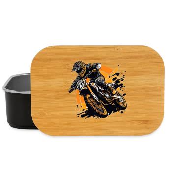 Motocross Fahrer Illustration Orange - Lunch Box - Schwarz - Vorne