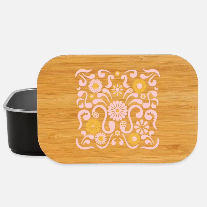 Blumenfest l rosa und gelb - Lunch Box - Schwarz