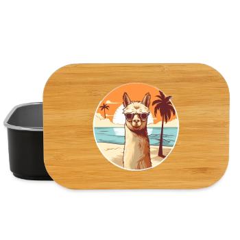 Lama sur la plage avec des lunettes de soleil - Boîte à goûter - noir - Devant