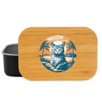 Tropical Cat Magic at Sunset - Lunch Box - black - Front