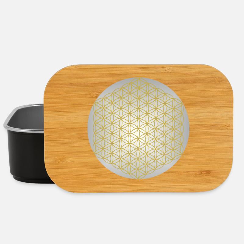 Blume des Lebens Gold - 5. Dimension - Mandala - Lunch Box - Schwarz