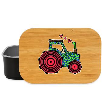 Tractor Heart Commercial Vehicle Country Life Farmer Field - Lunch Box - black - Front