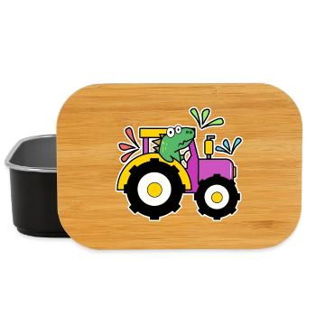 Traktor Bauer Landmaschinen Kraftfahrzeug Ackerbau - Lunch Box - Schwarz - Vorne