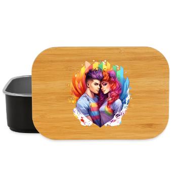Duo d’amour arc-en-ciel en pleine frénésie de couleurs - Boîte à goûter - noir - Devant