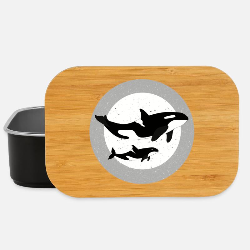 Wal und Orca Illustration - Lunch Box - Schwarz