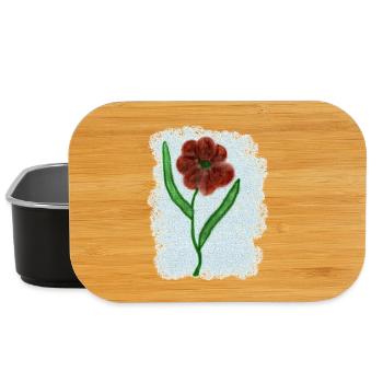 Fleur rouge rouille avec des feuilles vertes - Boîte à goûter - noir - Devant