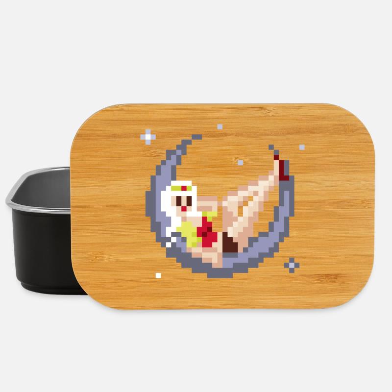 pixel pinup: girl on the moon - Lunch Box - Schwarz