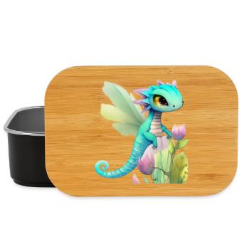 Kawaii-Drachenkarikatur auf rosa Blume - Lunch Box - Schwarz - Vorne