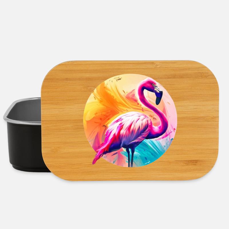 Rosa Flamingo - Lunch Box - Schwarz