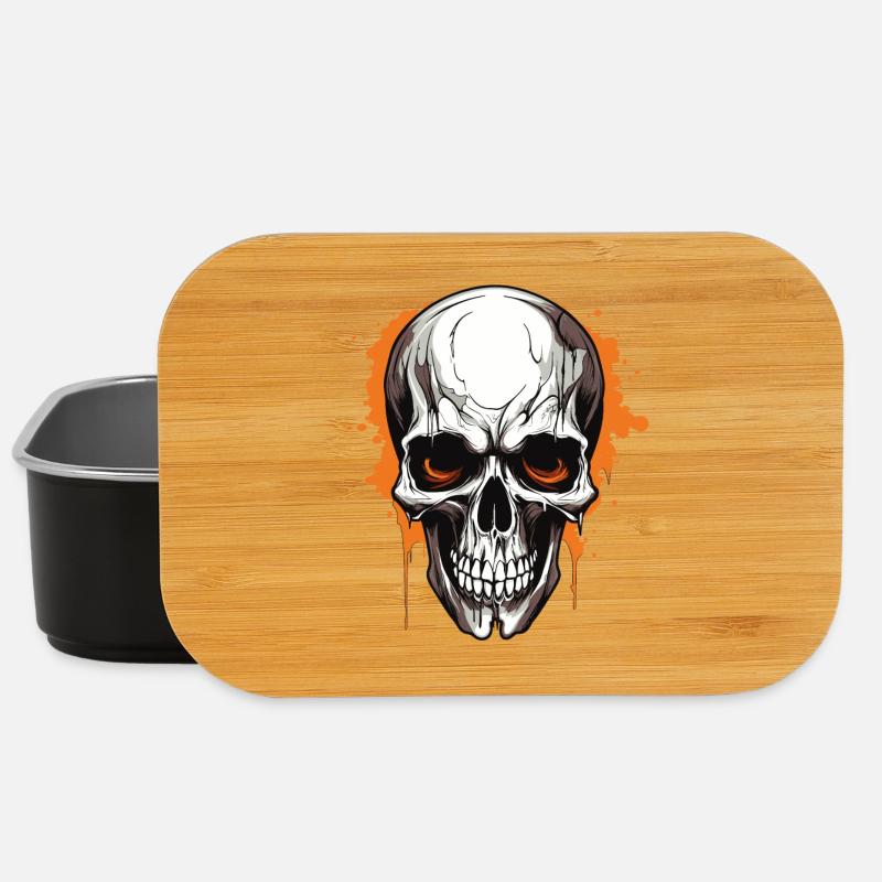 Orange Skull Splatter Gothic - Lunch Box - black